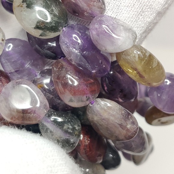 SUPER 7 STRETCHY NUGGET BRACELET NATURAL STONE w/ FREE FELT POUCH - Picture 7 of 8